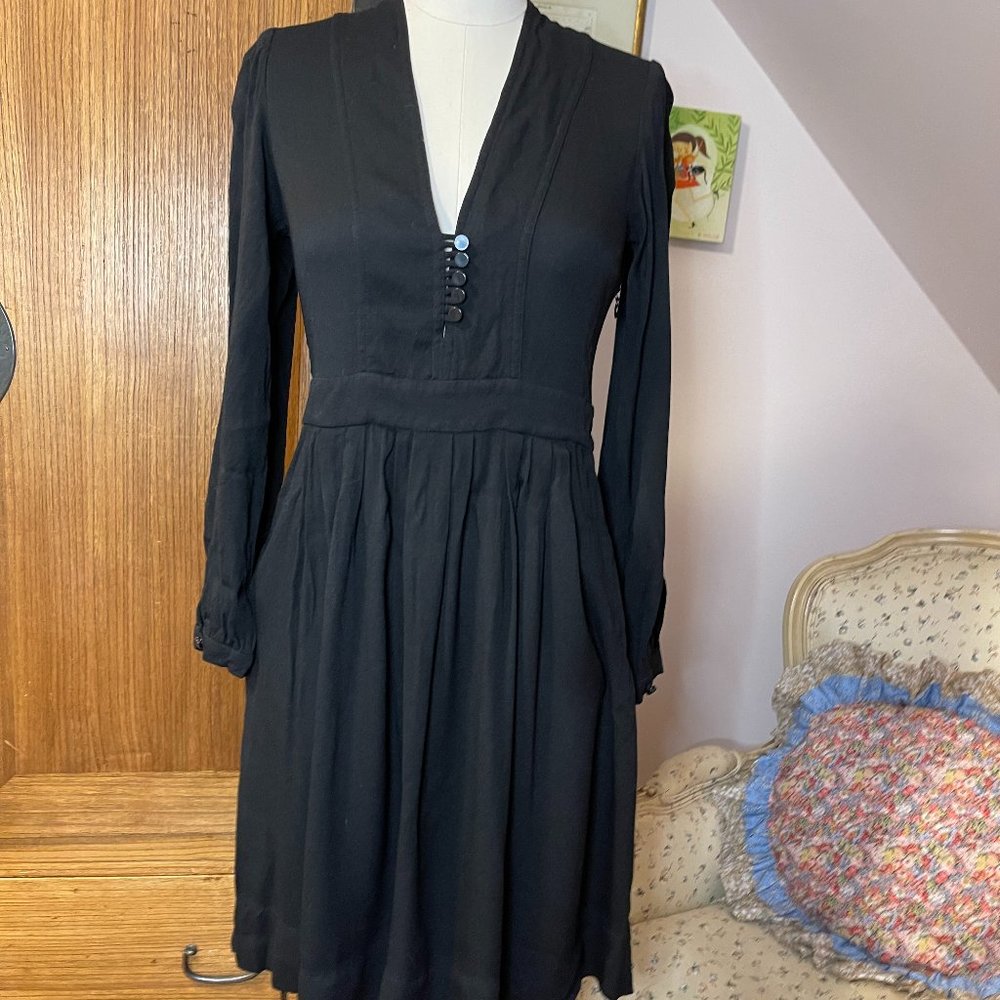 Isabel Marant v-neck black button-front dress sz 38